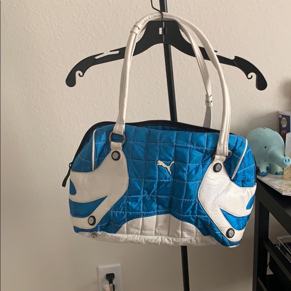 2000s blue and white puma bag
